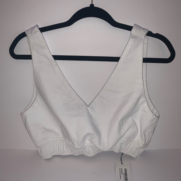 Boohoo Backless Denim White Crop Top - Picture 1 of 3